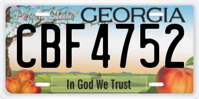 GA license plate CBF4752