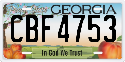 GA license plate CBF4753