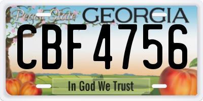 GA license plate CBF4756