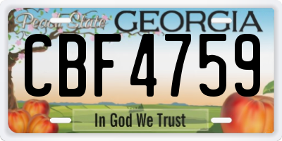 GA license plate CBF4759