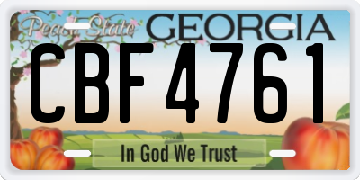 GA license plate CBF4761