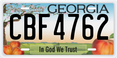 GA license plate CBF4762