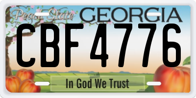 GA license plate CBF4776