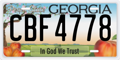 GA license plate CBF4778
