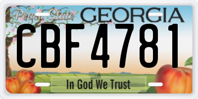 GA license plate CBF4781