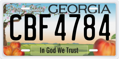 GA license plate CBF4784