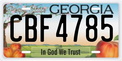 GA license plate CBF4785
