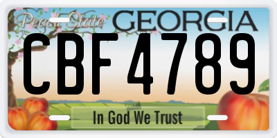 GA license plate CBF4789