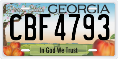 GA license plate CBF4793