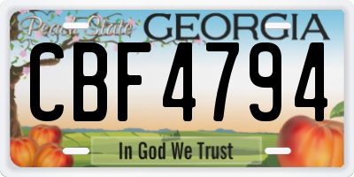 GA license plate CBF4794
