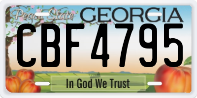 GA license plate CBF4795