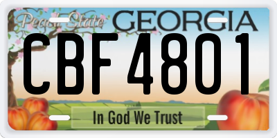 GA license plate CBF4801