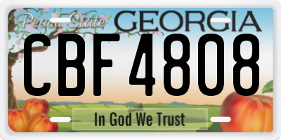 GA license plate CBF4808