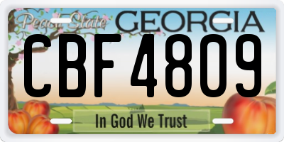 GA license plate CBF4809