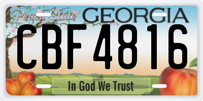 GA license plate CBF4816