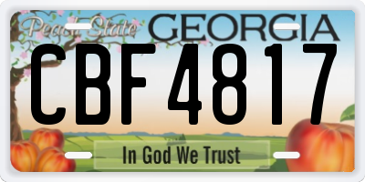 GA license plate CBF4817