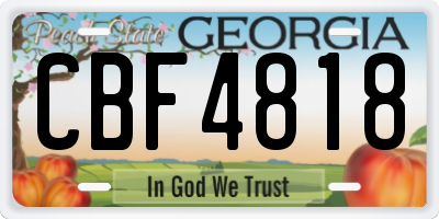GA license plate CBF4818