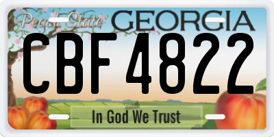 GA license plate CBF4822