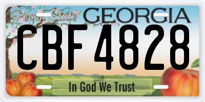 GA license plate CBF4828