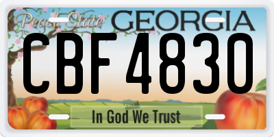 GA license plate CBF4830