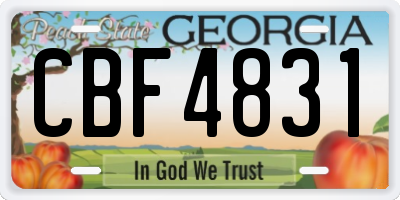 GA license plate CBF4831