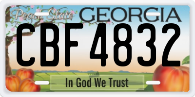 GA license plate CBF4832