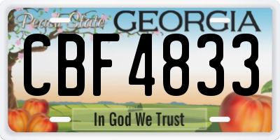 GA license plate CBF4833