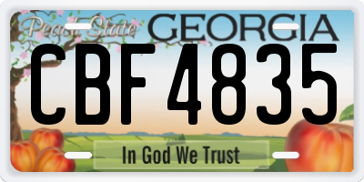 GA license plate CBF4835