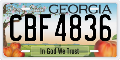 GA license plate CBF4836