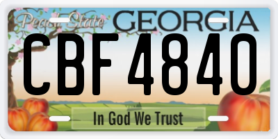 GA license plate CBF4840