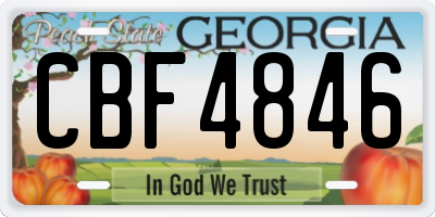 GA license plate CBF4846