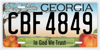 GA license plate CBF4849