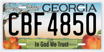 GA license plate CBF4850