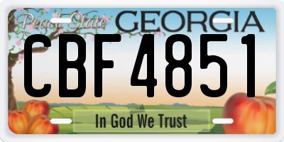 GA license plate CBF4851