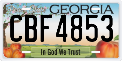 GA license plate CBF4853