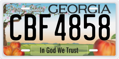 GA license plate CBF4858