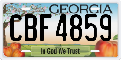 GA license plate CBF4859