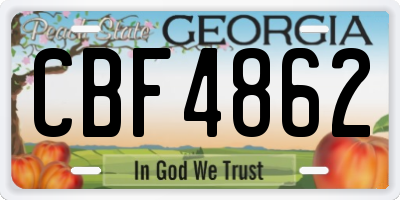 GA license plate CBF4862