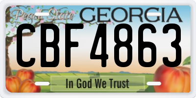 GA license plate CBF4863