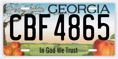 GA license plate CBF4865