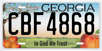 GA license plate CBF4868
