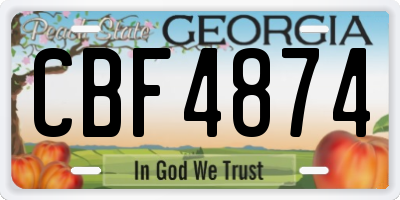 GA license plate CBF4874