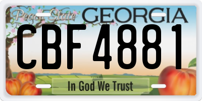GA license plate CBF4881
