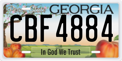 GA license plate CBF4884