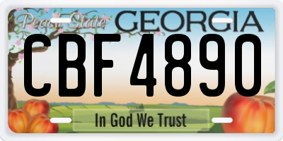 GA license plate CBF4890