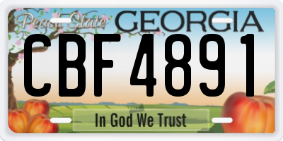 GA license plate CBF4891