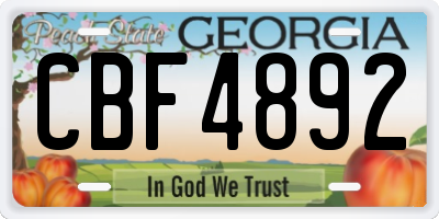 GA license plate CBF4892