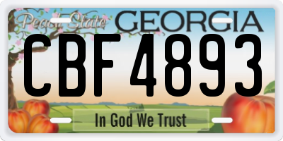 GA license plate CBF4893