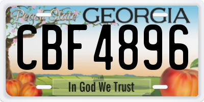 GA license plate CBF4896