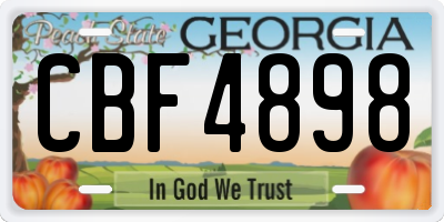 GA license plate CBF4898